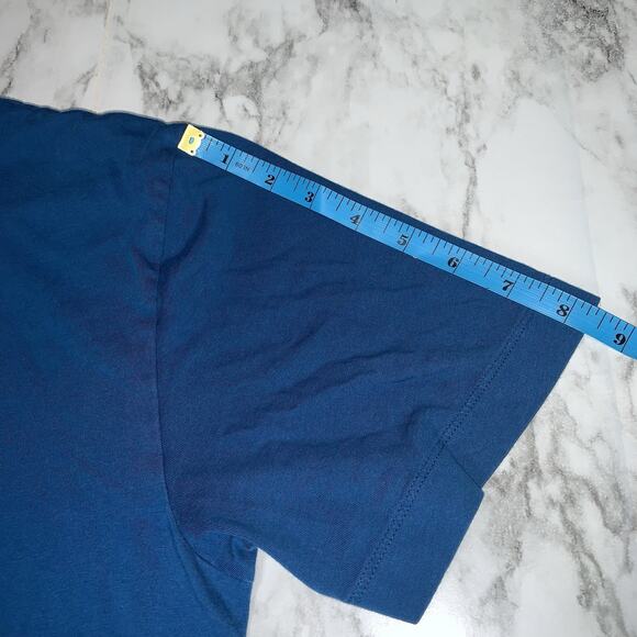 Patagonia Trout Logo Fitz Roy Polo Shirt Men's Small Blue Short Sleeve Buttons - Picture 10 of 14